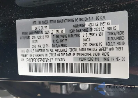 2023 Mazda Cx-30 2.5 S Preferred z USA, uszkodzony, nr VIN 3MVDMBCM3PM588417